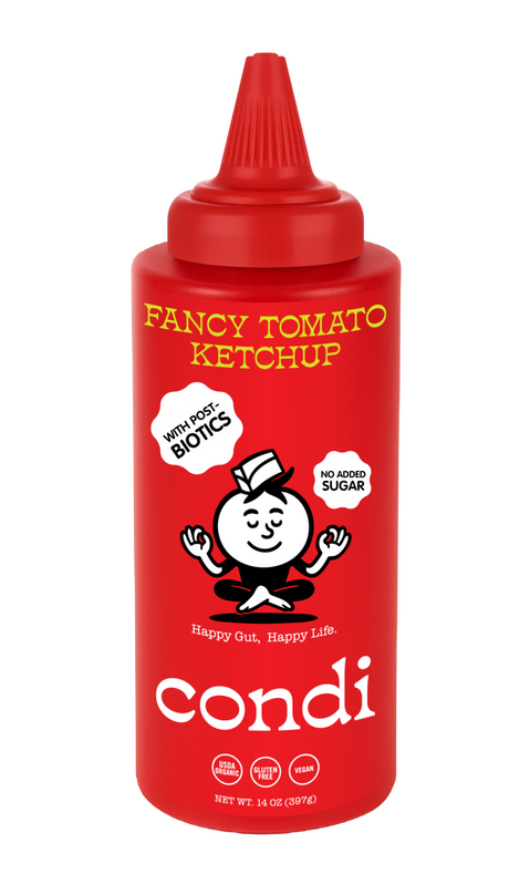 Condi Ketchup Bottle Condi Chef-Crafted Functional Ketchup bottle, organic with zero refined sugar and heat-stable postbiotics.
