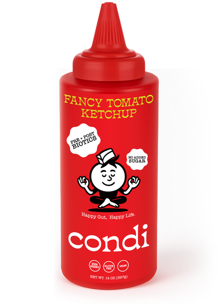 Condi Ketchup Bottle Condi Chef-Crafted Functional Ketchup bottle, organic with zero refined sugar and heat-stable postbiotics.